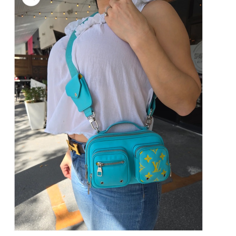 Louis Vuitton Blue and Yellow Crossbody Bag Sporty Design
